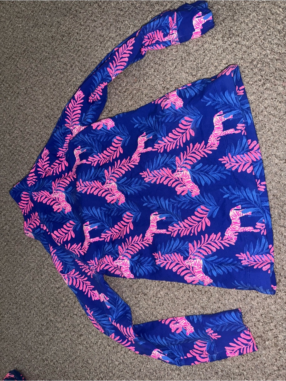 Lilly Pulitzer Blue Jacket with Pink Tropical Print